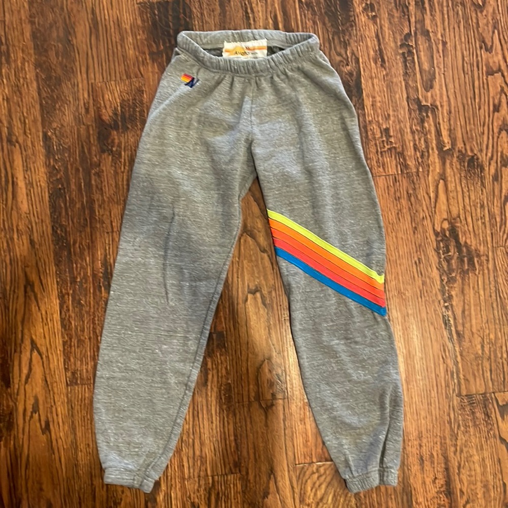 Aviator Nation Neon Striped Grey Sweatpants
